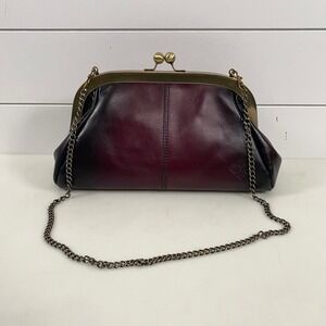 Patricia Nash Burgundy and Black Leather Satchel